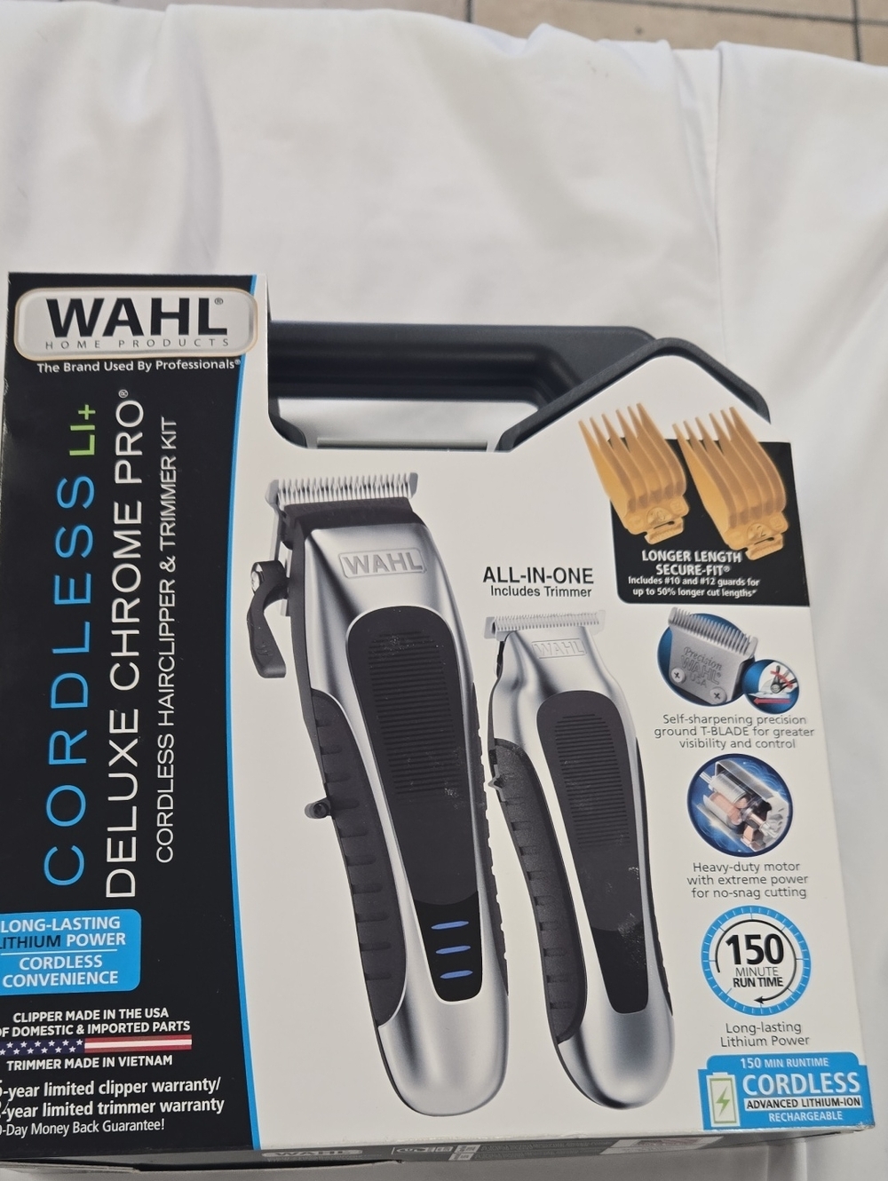 Wahl Cordless Deluxe Chrome Pro Hair Clipper & Trimmer Kit - Silver, Black